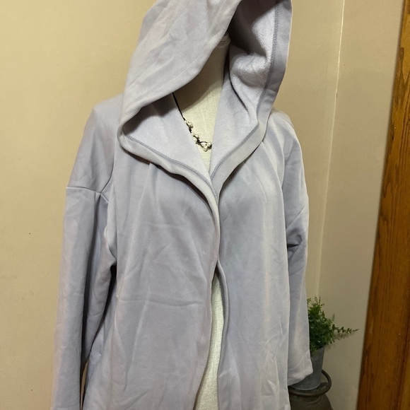 𝅺fabletics Vanessa Womens Gray Fleece Hooded Open Cardigan Sweatshirt Medium. - Picture 3 of 10
